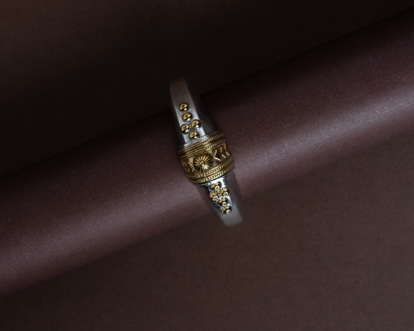Tribal inspired vintage german silver bracelet by Tarana Accessories, handcrafted jewellery