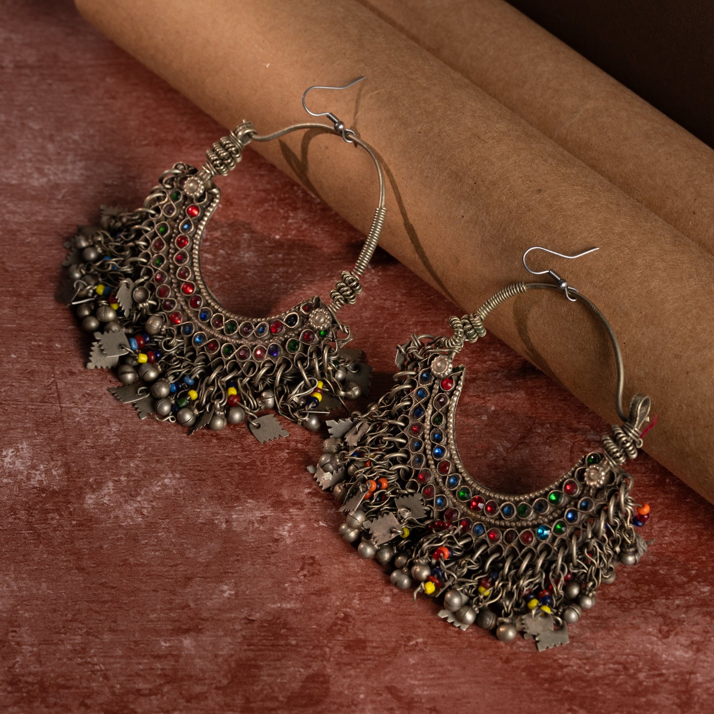 TAAJ0005 - vintage metal earrings by Tarana Accessories, handcrafted jewellery