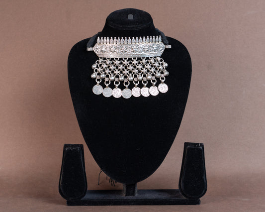 Arohi vintage tribal choker necklace in German silver by Tarana Accessories
