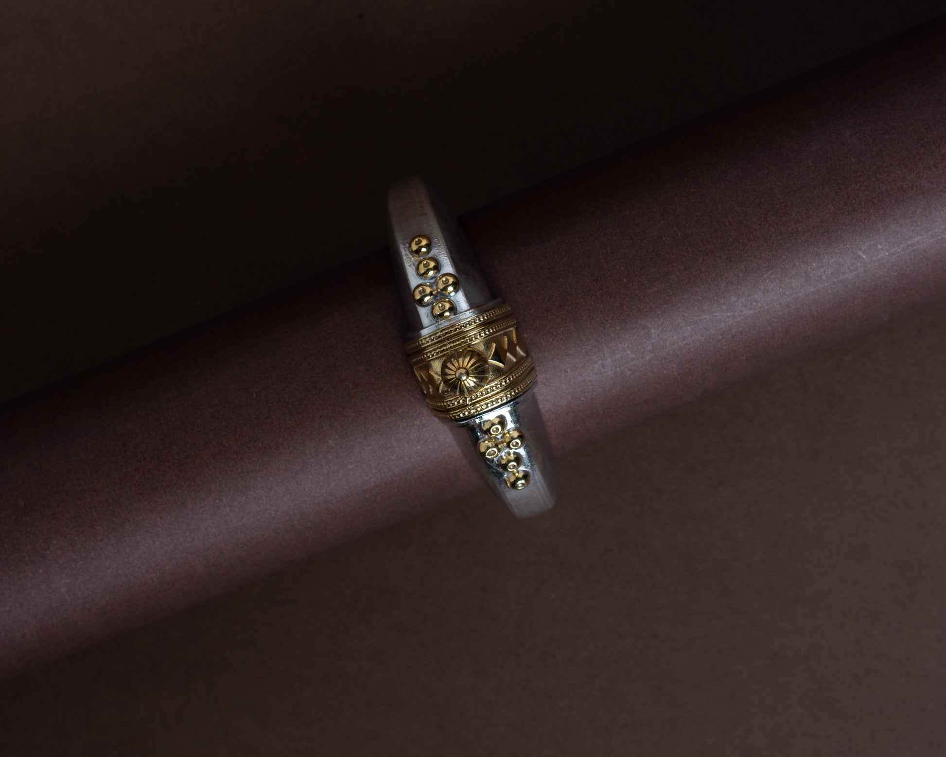 Tribal inspired vintage german silver bracelet by Tarana Accessories, handcrafted jewellery