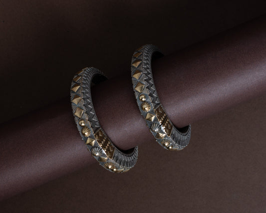 Vintage, Tribal inspired design german silver bangles by Tarana Accessories, handcrafted jewellery
